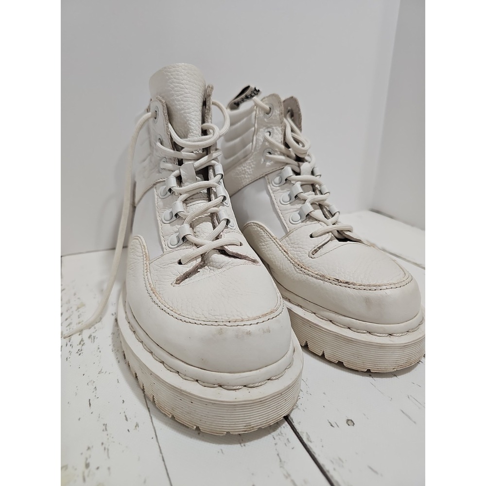 Dr Martens 939 White Leather Hiker Boots Padded Collar Ankle Womens Size 8 - Picture 3 of 16